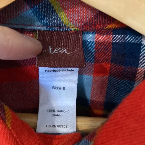 Boys Red Plaid Button Down Dress Shirt Sz 8 - Picture 3 of 3